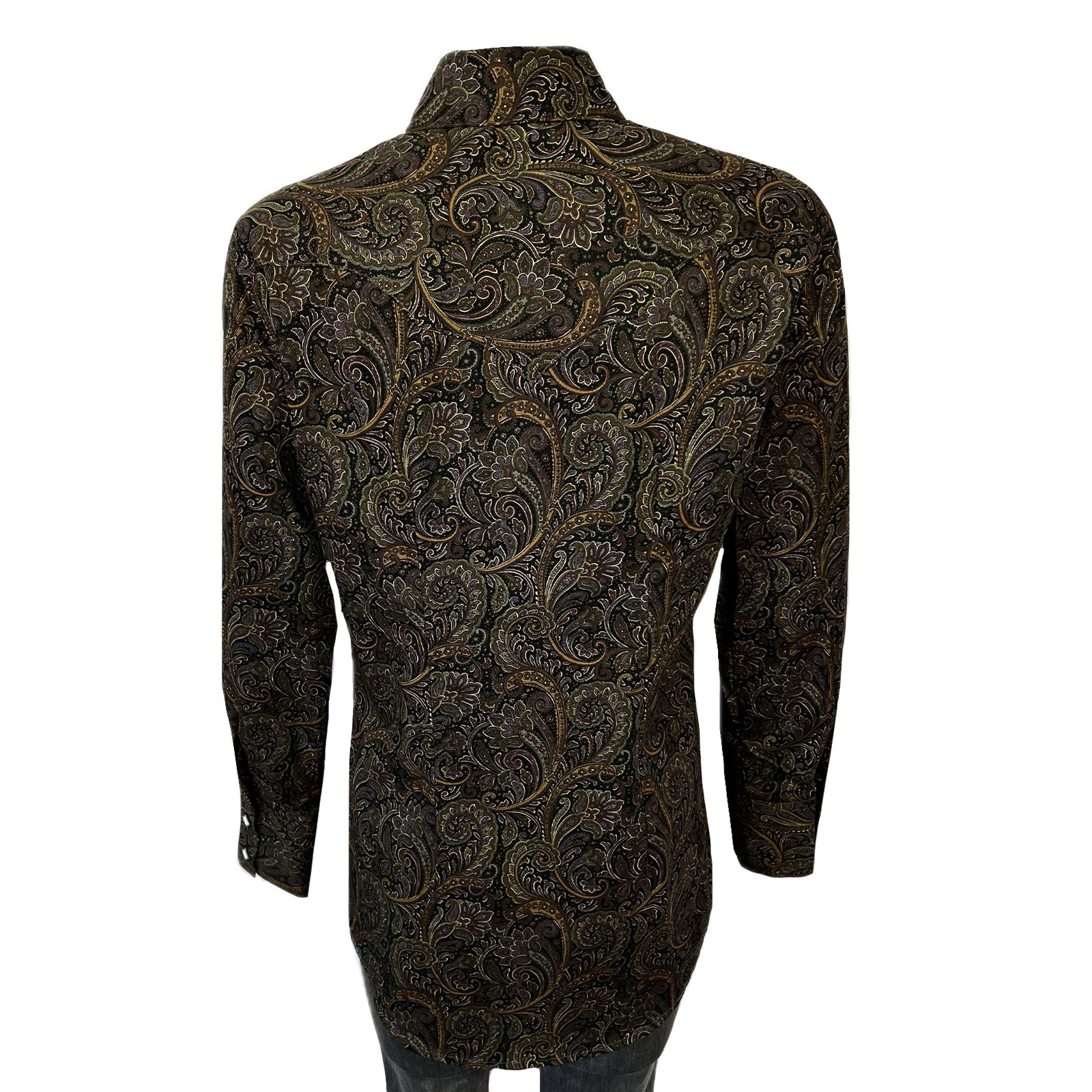 Women's Ornate Paisley Print Western Shirt in Brown
