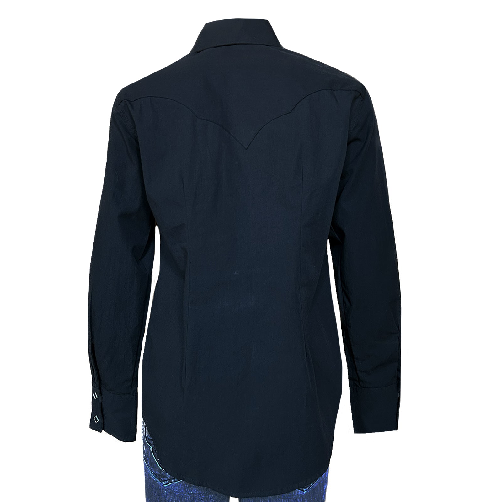 Women's Solid Black Cotton Blend Western Shirt - Rockmount
