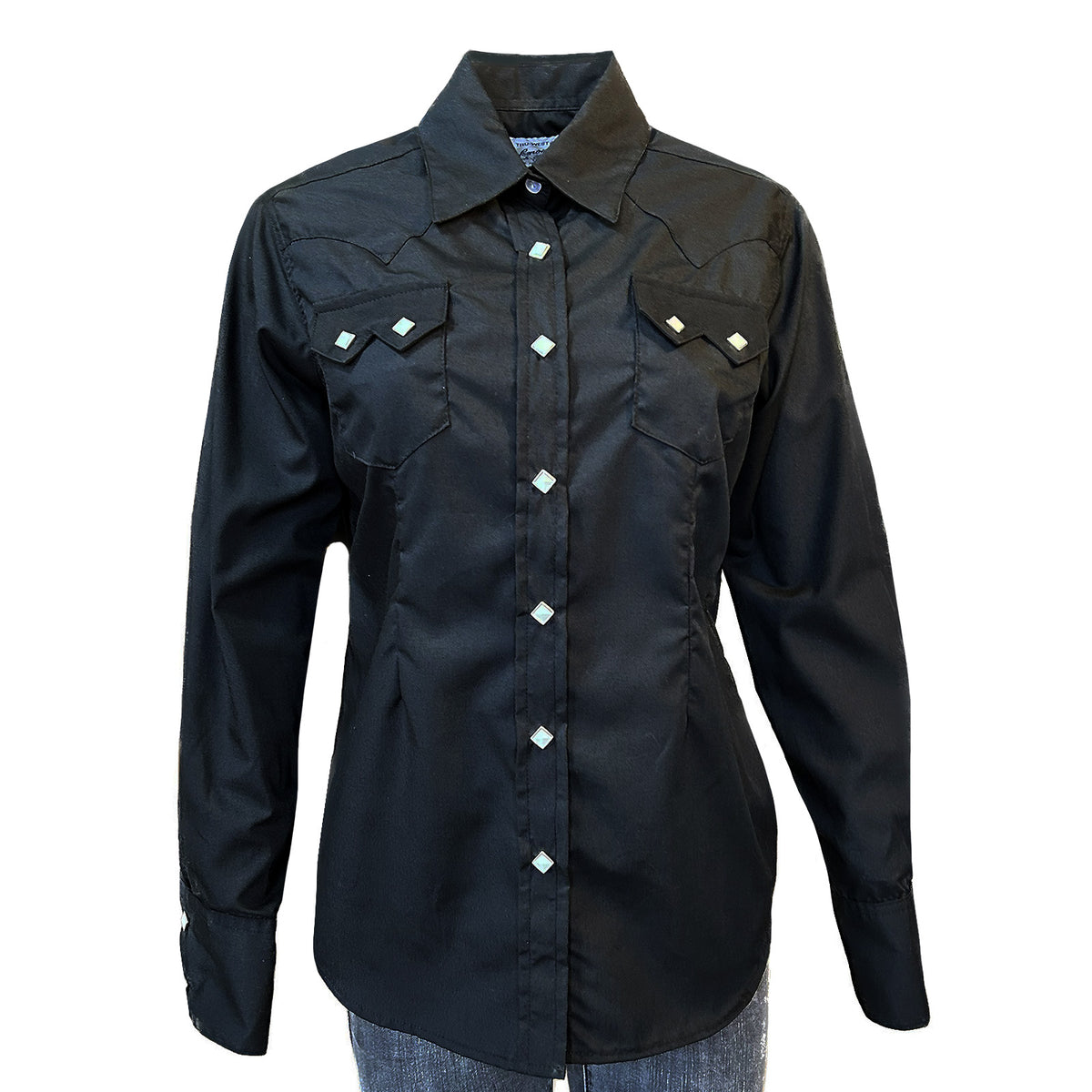 Women's Solid Black Cotton Blend Western Shirt - Rockmount