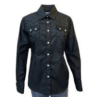 Women's Solid Black Cotton Blend Western Shirt - Rockmount