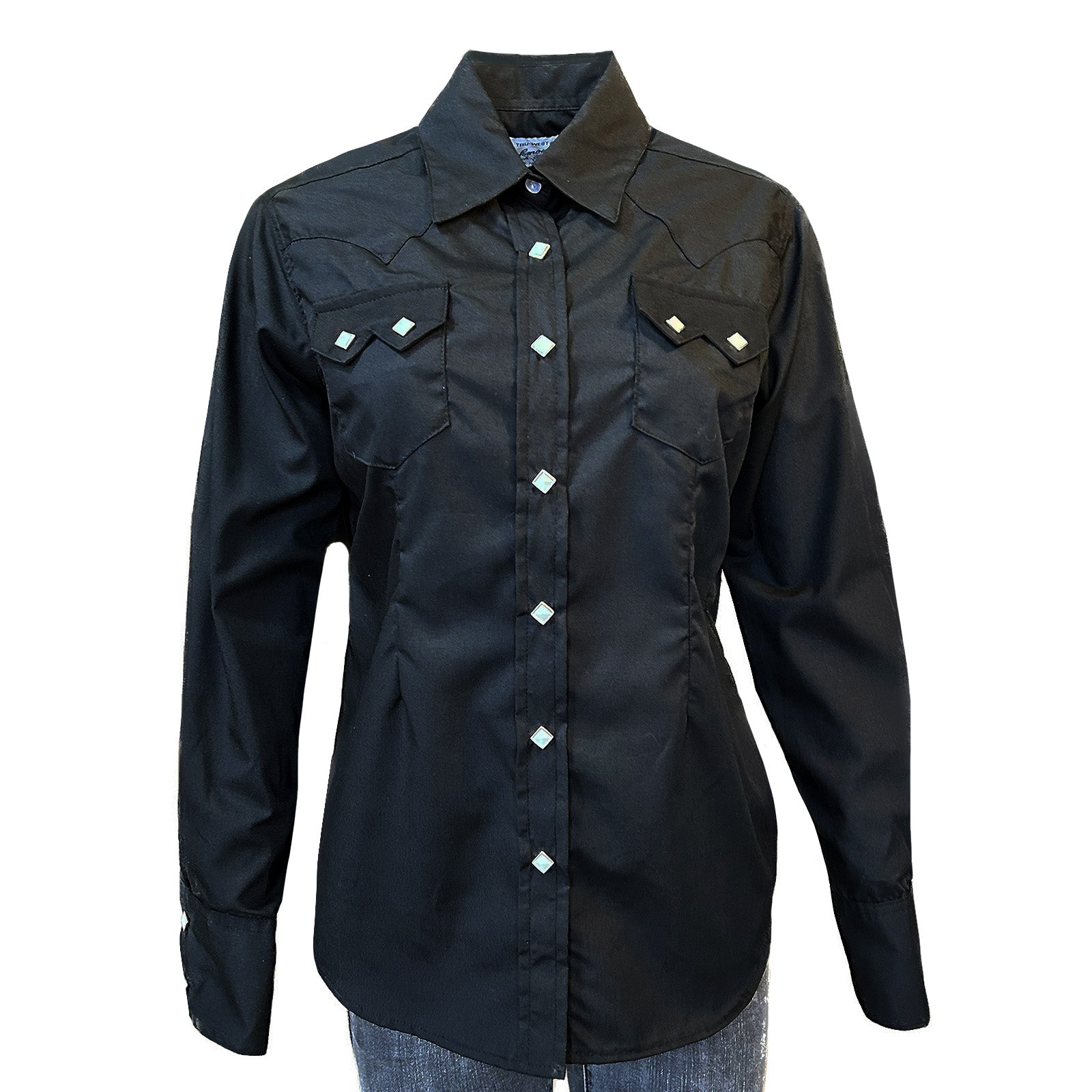 Women's Solid Black Cotton Blend Western Shirt - Rockmount