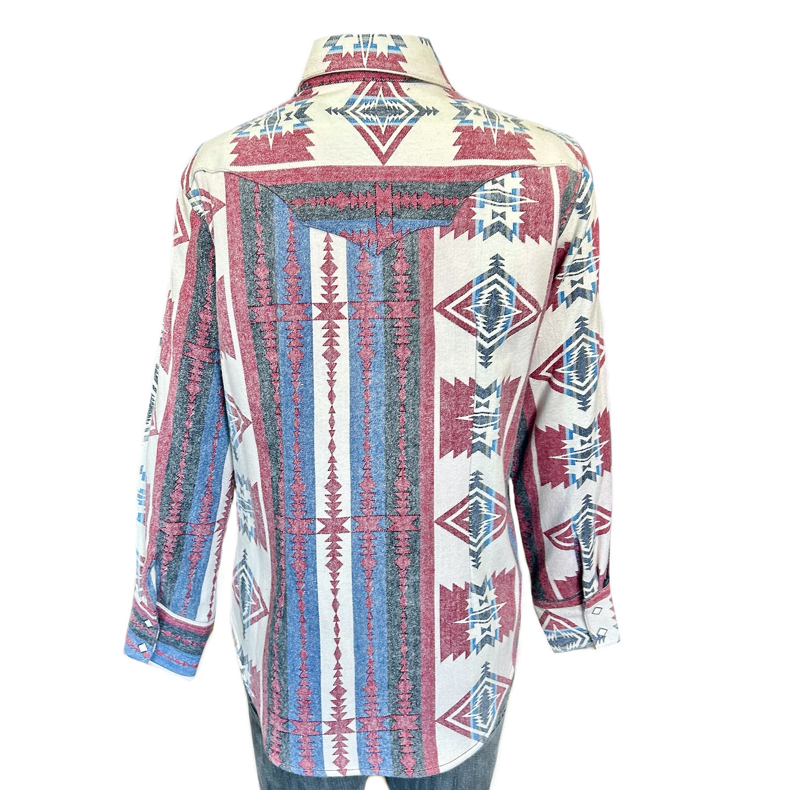 Women's Premium Flannel Jacquard Western Shirt in Red & White - Rockmount