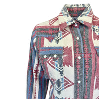 Women's Premium Flannel Jacquard Western Shirt in Red & White - Rockmount