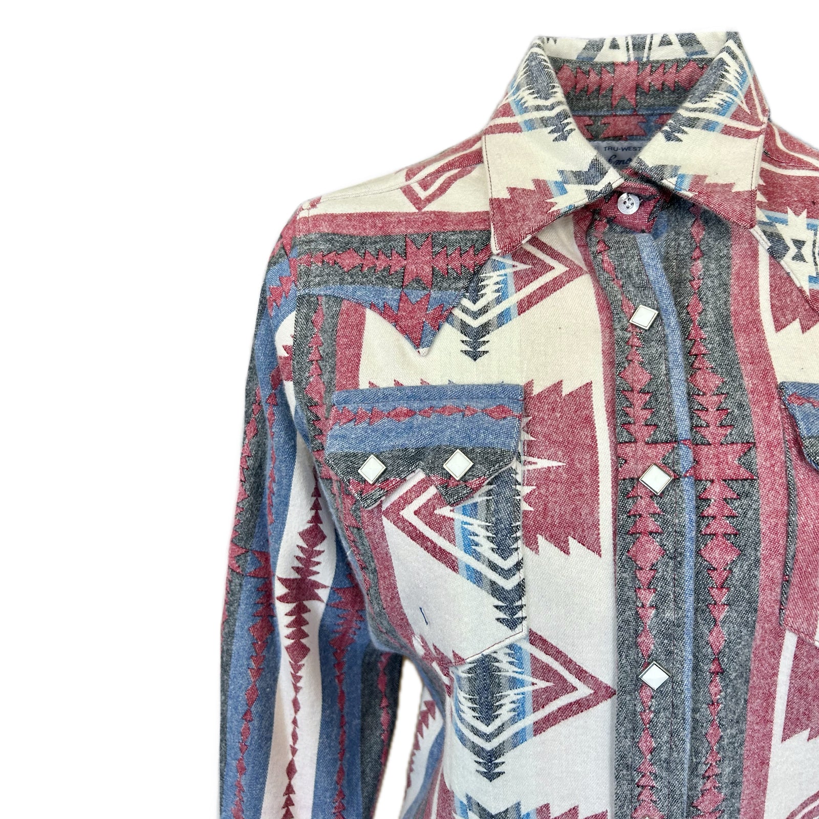 Women's Premium Flannel Jacquard Western Shirt in Red & White - Rockmount