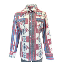 Women's Premium Flannel Jacquard Western Shirt in Red & White - Rockmount