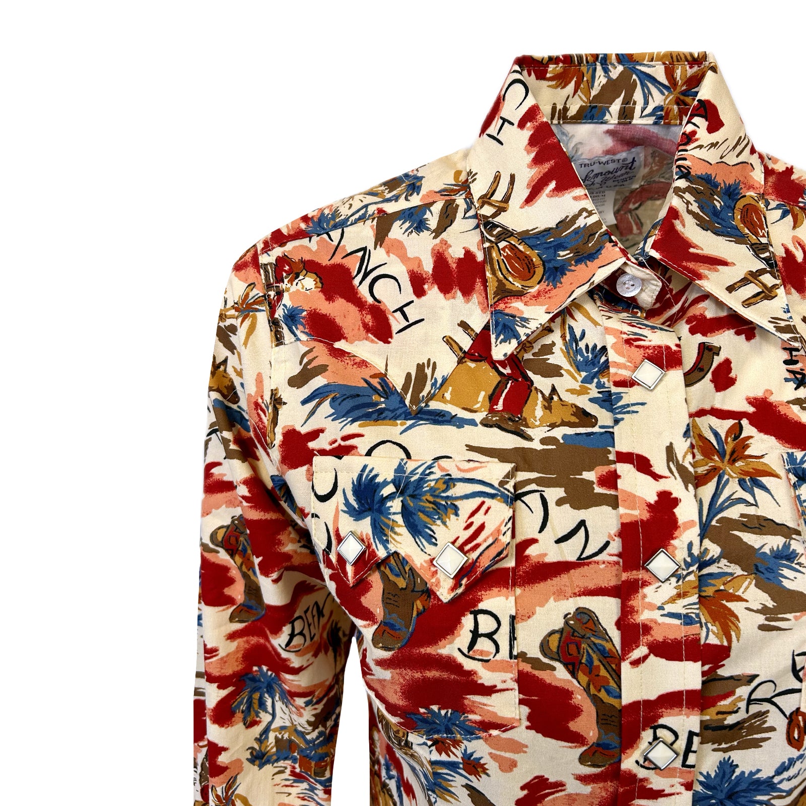 Women’s Red Western Hawaiian Print Long Sleeve Shirt - Rockmount