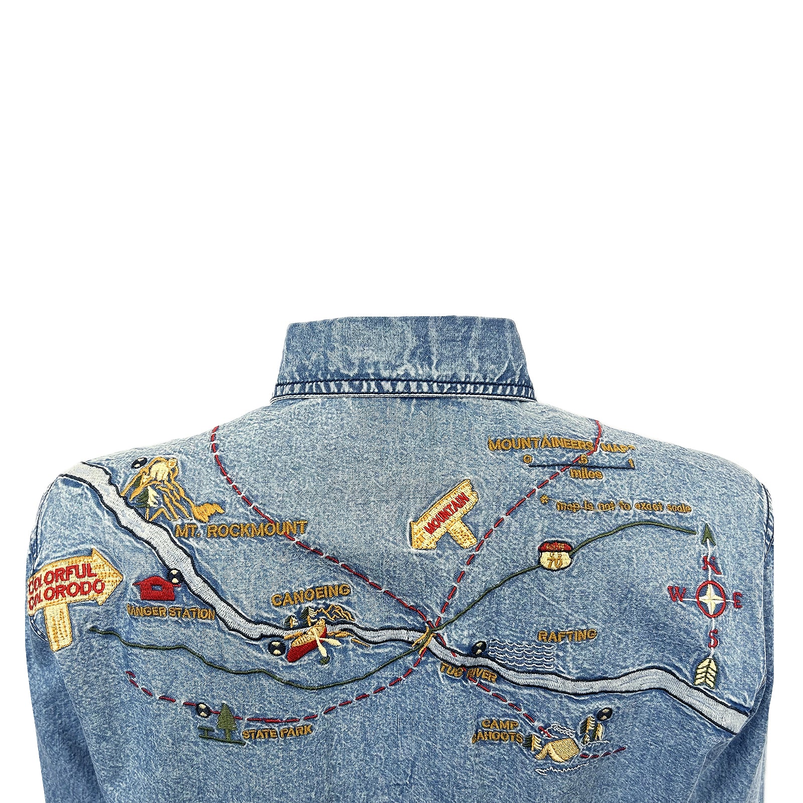Women's Denim Map Embroidered Western Dress