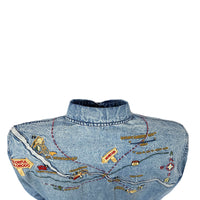 Women's Denim Map Embroidered Western Dress