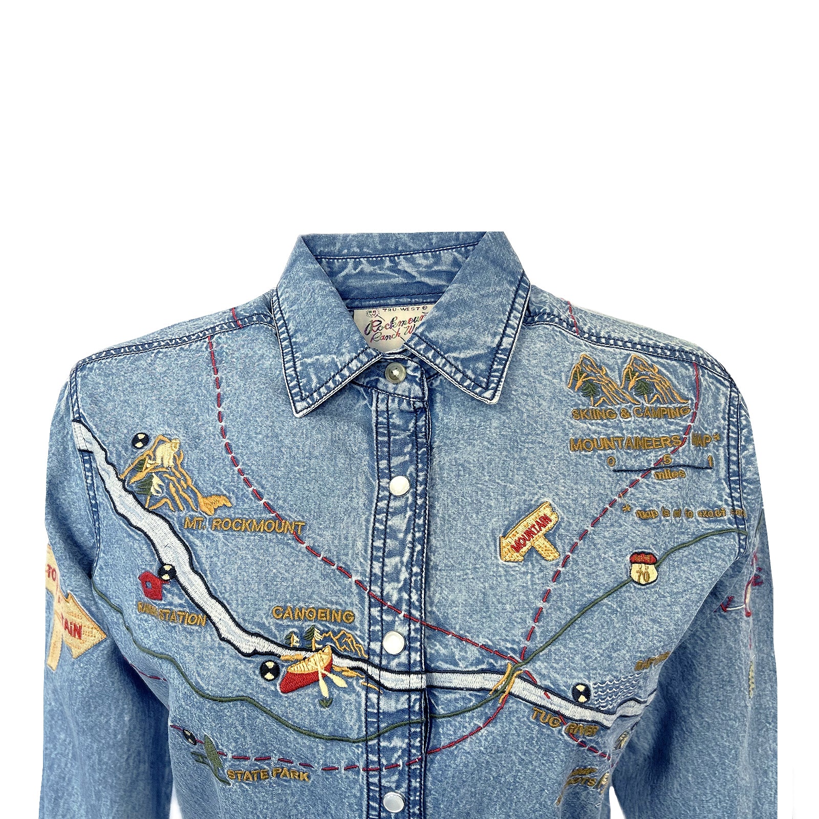 Women's Denim Map Embroidered Western Dress