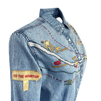 Women's Denim Map Embroidered Western Dress