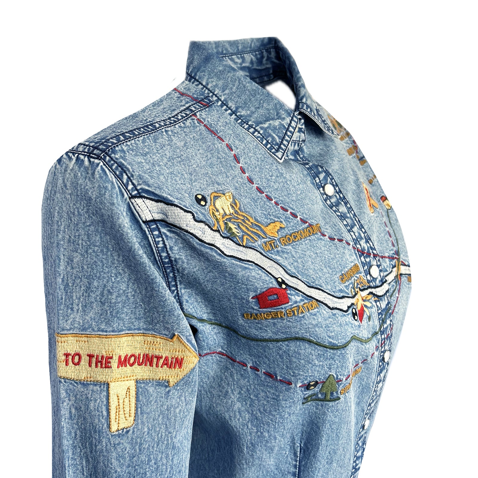 Women's Denim Map Embroidered Western Dress