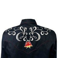 Women's Navy Art Deco Floral Embroidered Western Shirt