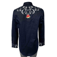 Women's Navy Art Deco Floral Embroidered Western Shirt