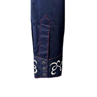 Women's Navy Art Deco Floral Embroidered Western Shirt