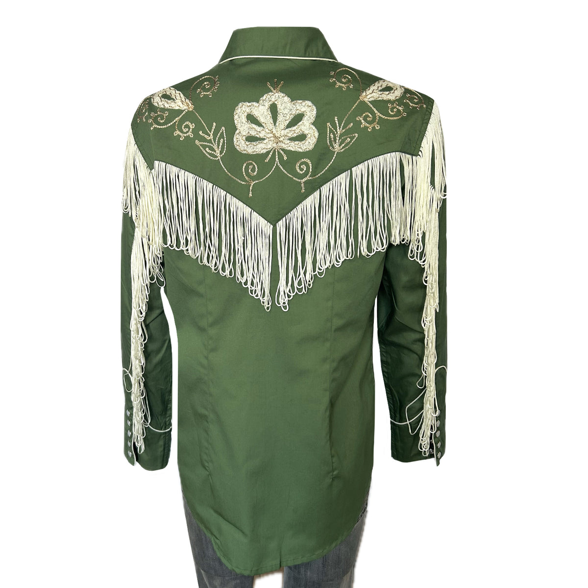 Women's Vintage Green Fringe Embroidered Western Shirt - Rockmount