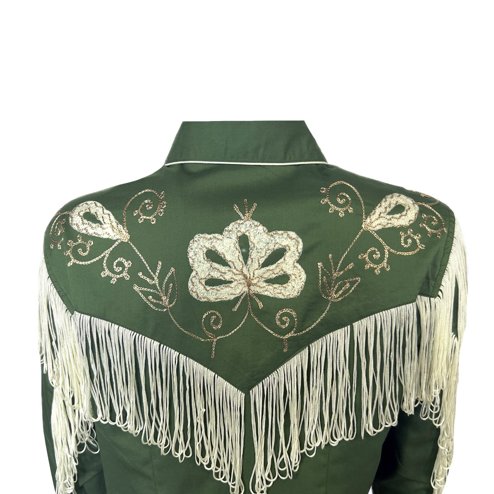 Women's Vintage Green Fringe Embroidered Western Shirt - Rockmount