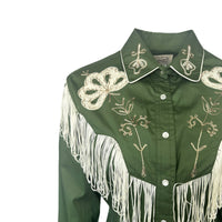 Women's Vintage Green Fringe Embroidered Western Shirt - Rockmount