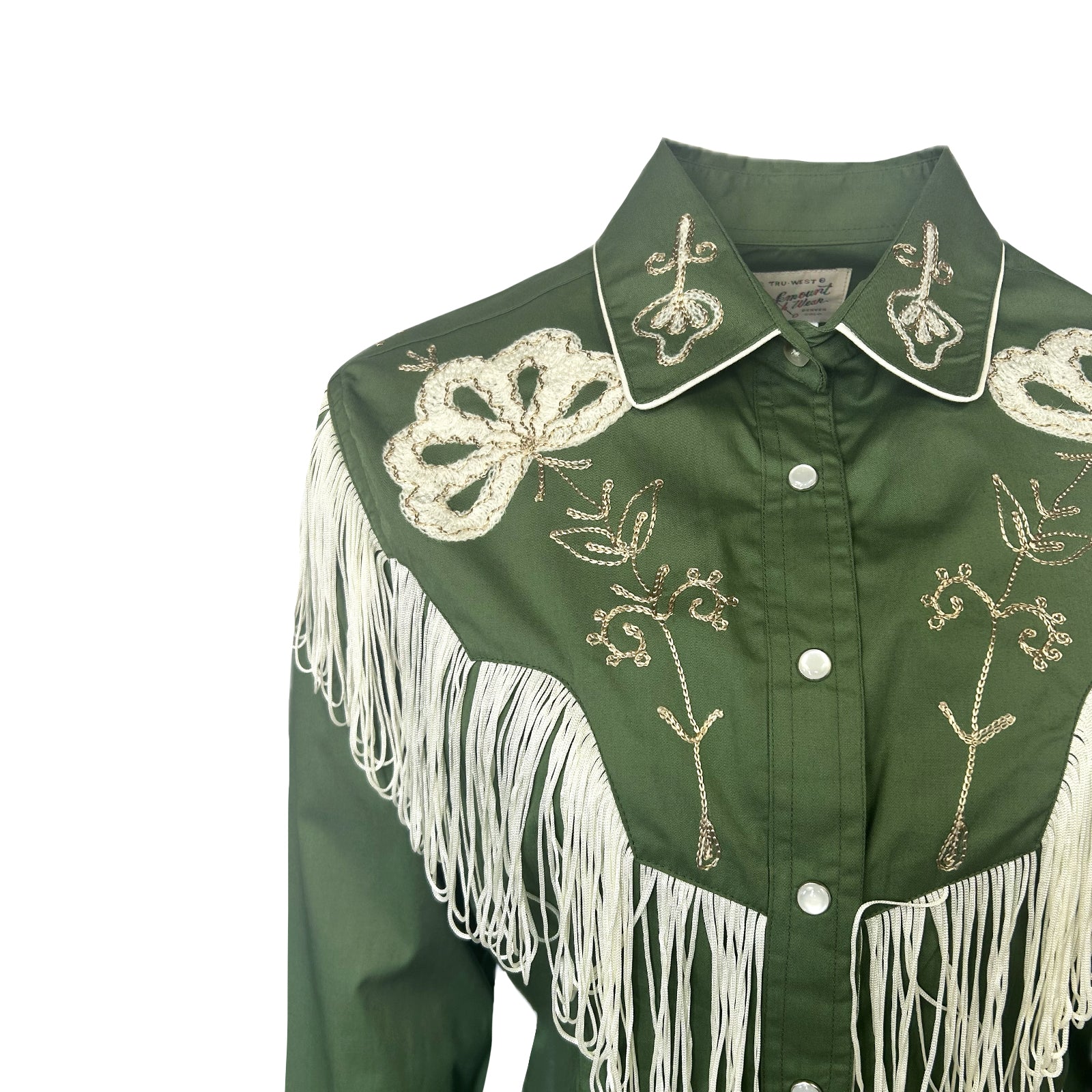 Women's Vintage Green Fringe Embroidered Western Shirt - Rockmount