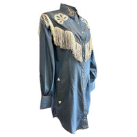 Women's Vintage Fringe Denim Embroidered Western Dress - Rockmount