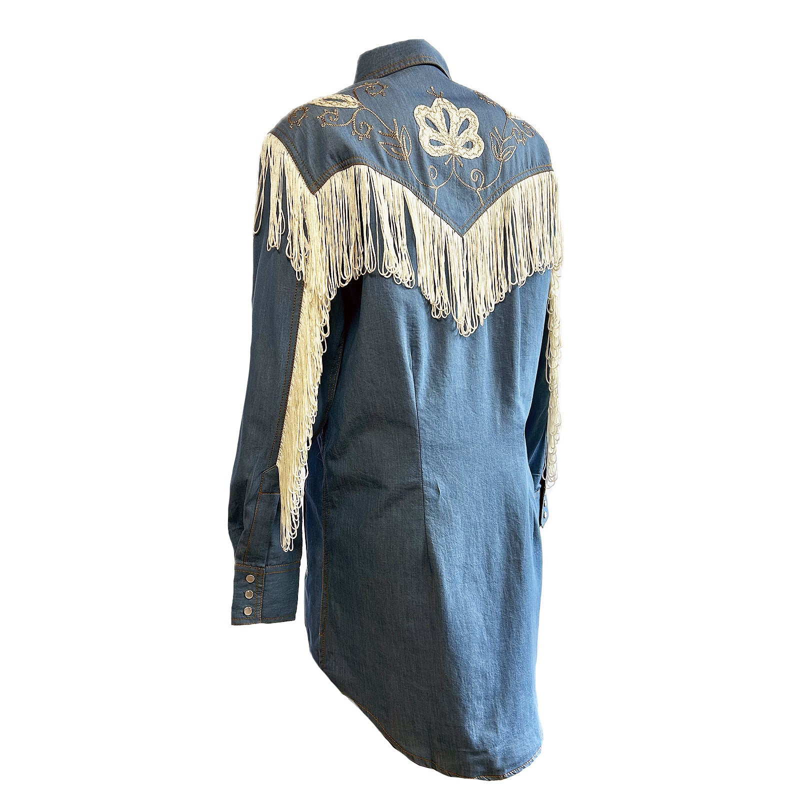 Women's Vintage Fringe Denim Embroidered Western Dress - Rockmount