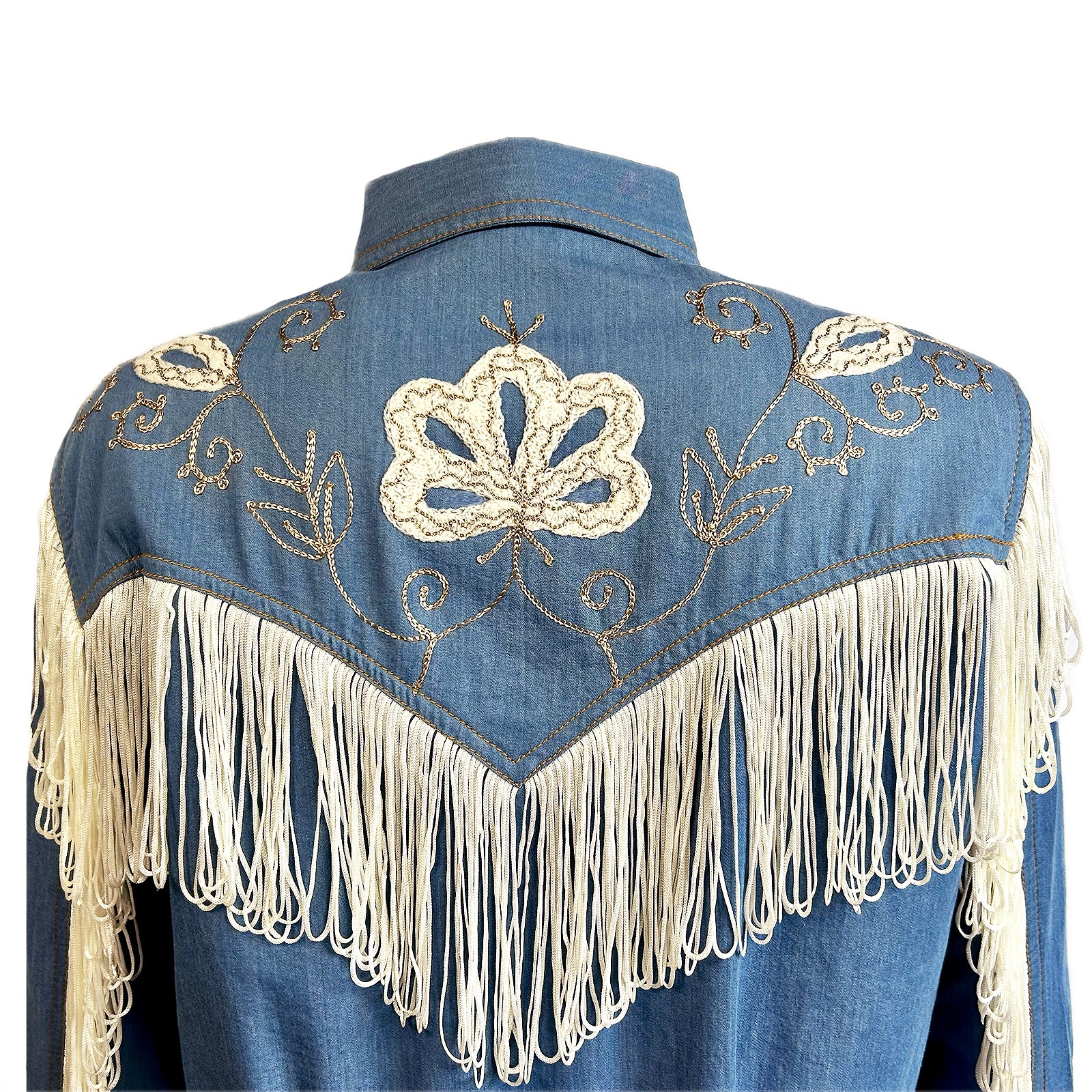 Women's Vintage Fringe Denim Embroidered Western Dress - Rockmount