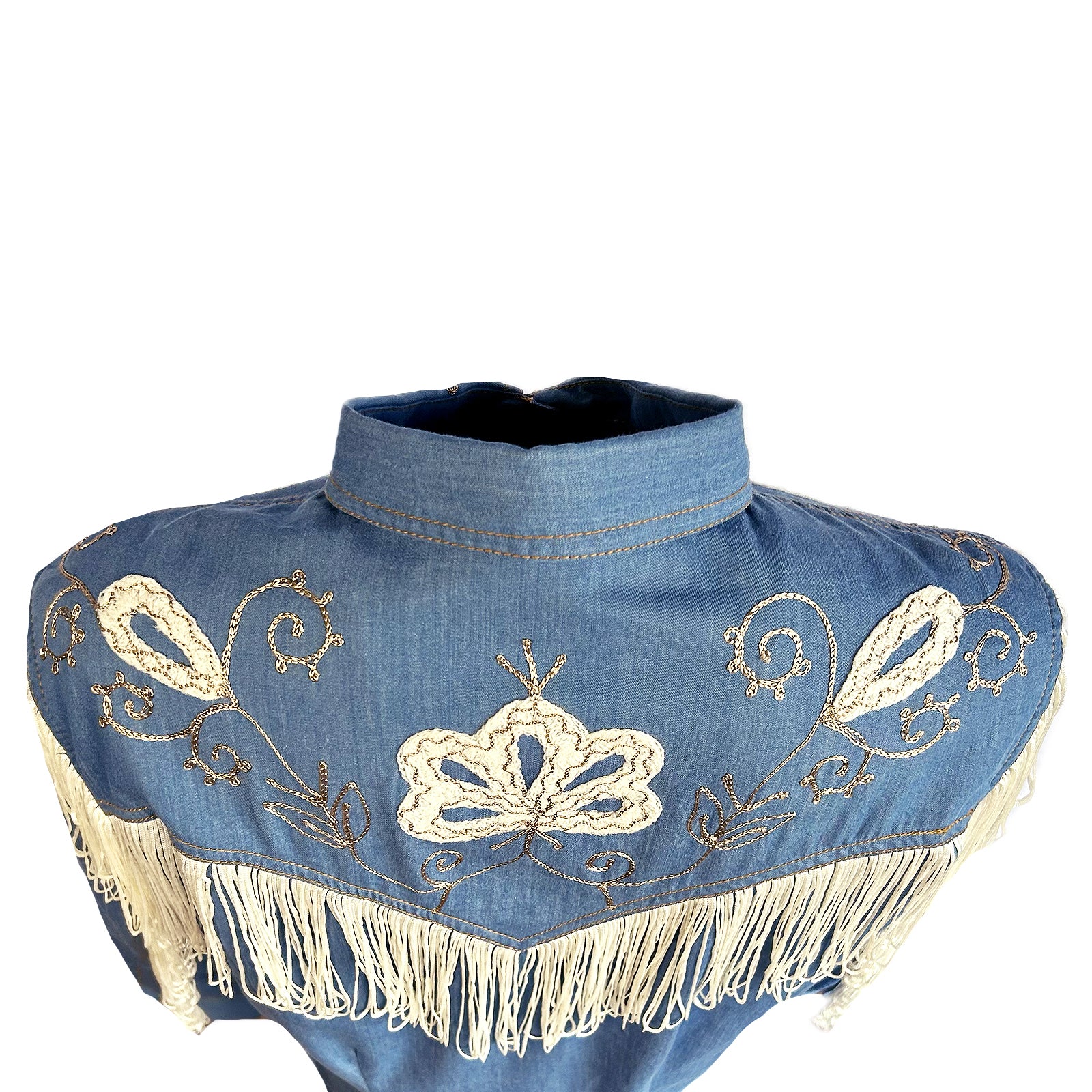 Women's Vintage Fringe Denim Embroidered Western Dress - Rockmount