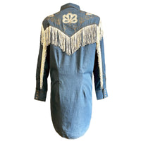 Women's Vintage Fringe Denim Embroidered Western Dress - Rockmount
