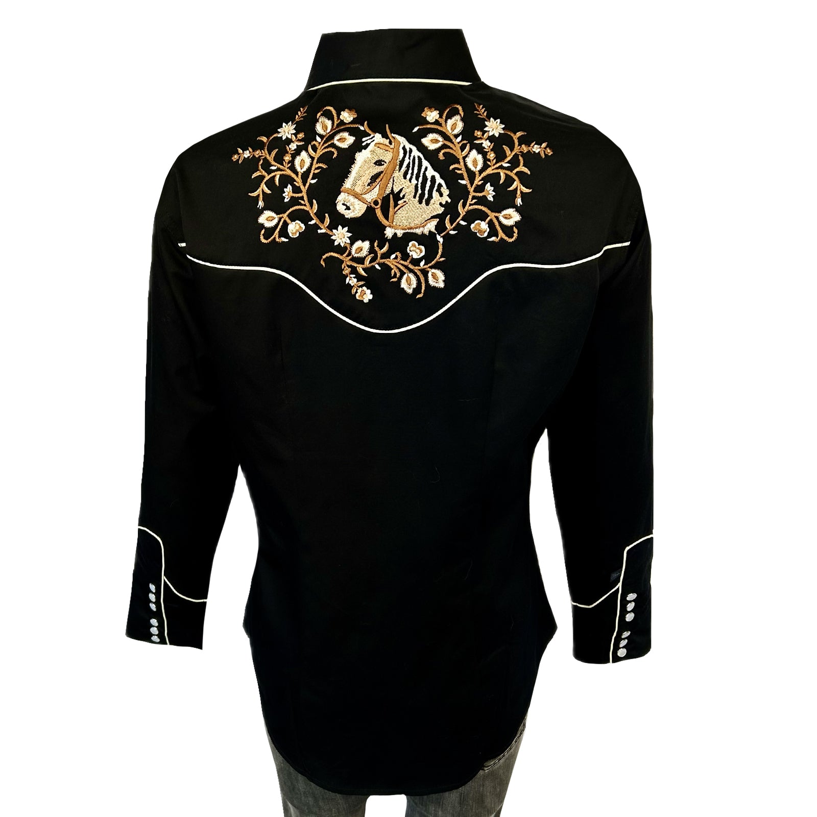 Women’s Vintage Horsehead & Floral Embroidered Western Shirt - Rockmount
