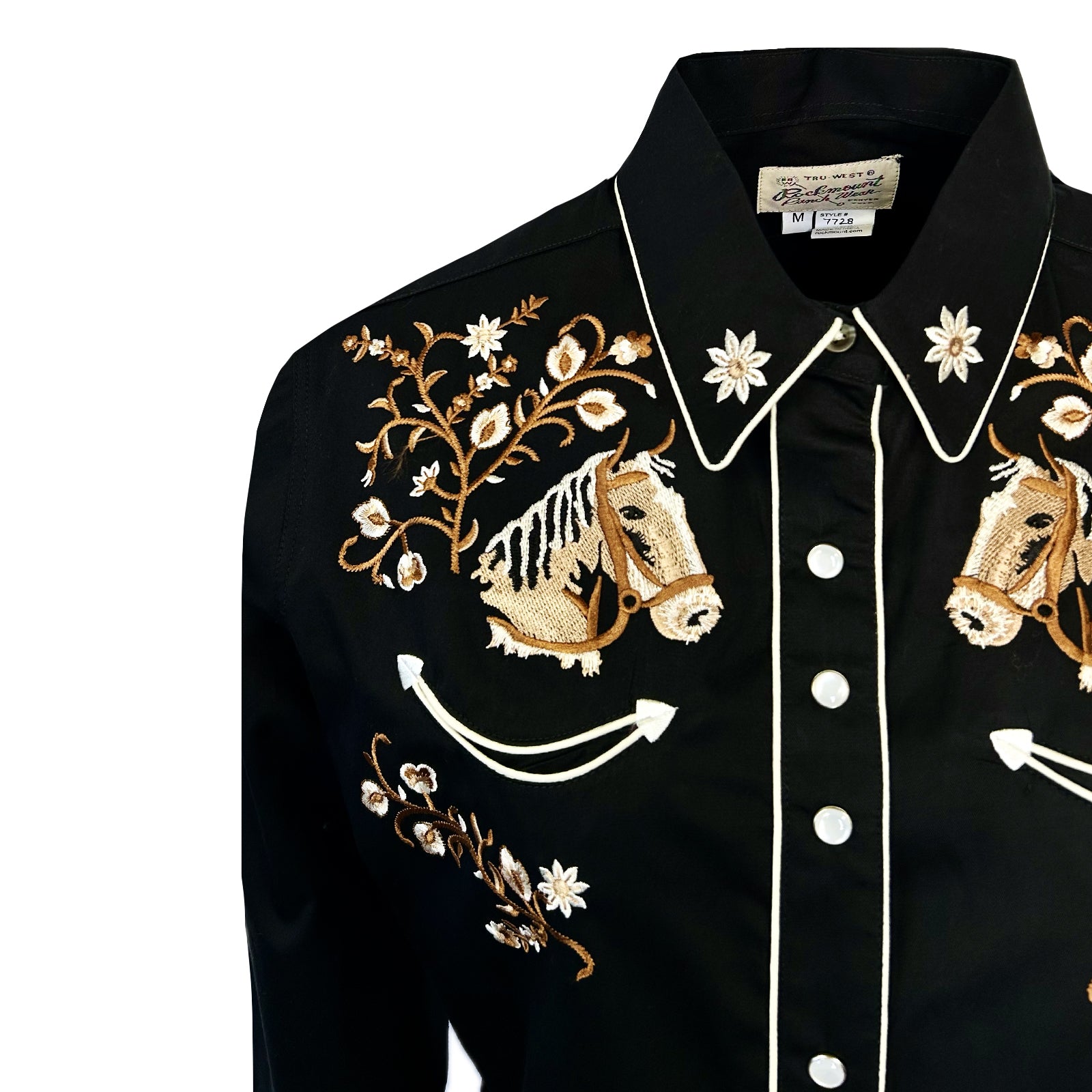 Women’s Vintage Horsehead & Floral Embroidered Western Shirt - Rockmount