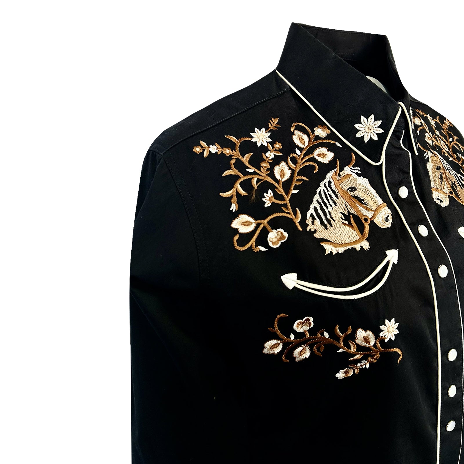 Women’s Vintage Horsehead & Floral Embroidered Western Shirt - Rockmount