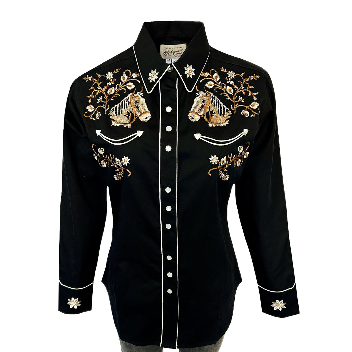 Women’s Vintage Horsehead & Floral Embroidered Western Shirt - Rockmount