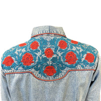 Women's Vintage Denim Floral Embroidered Western Shirt - Rockmount