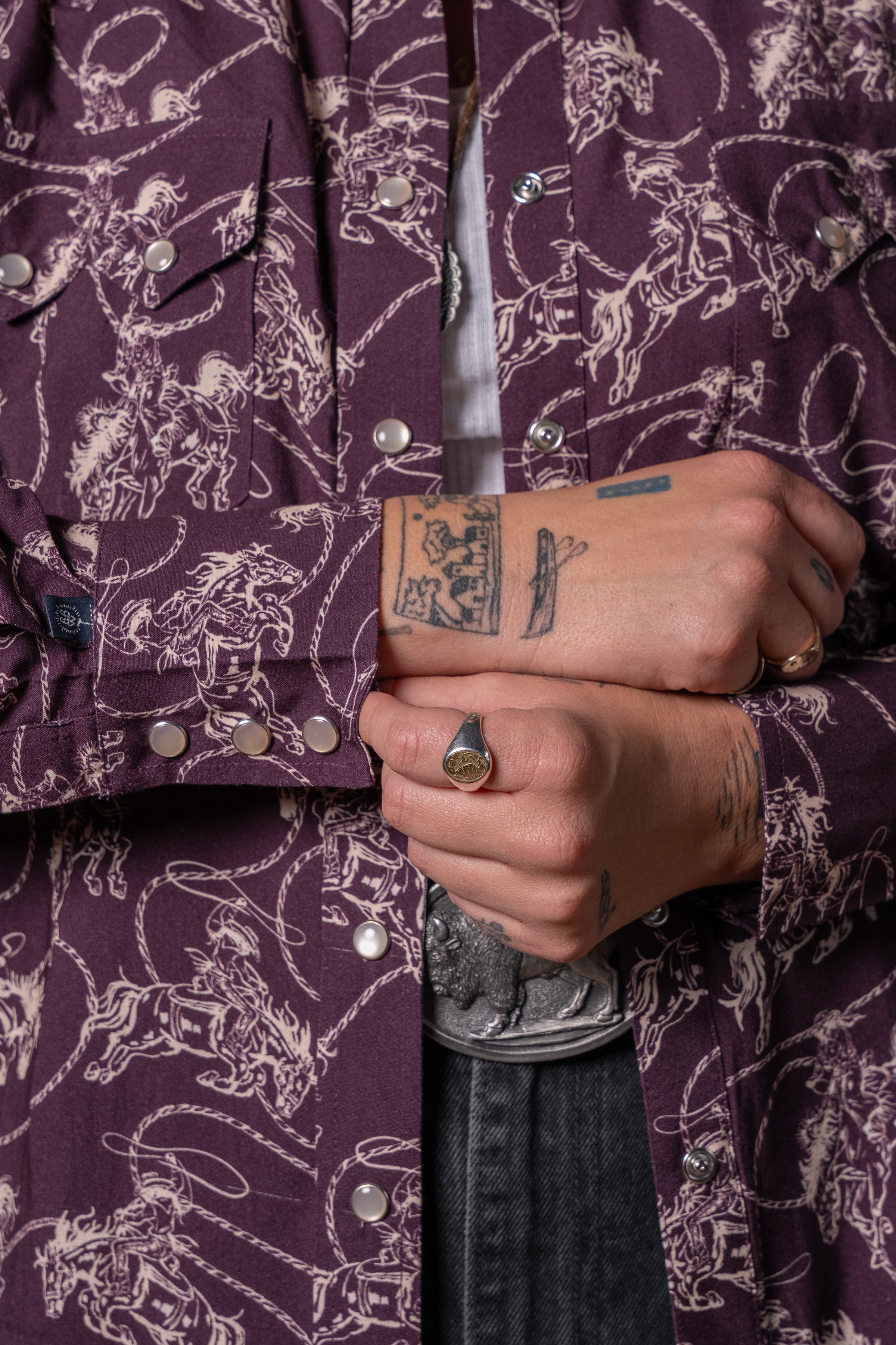 Women’s Burgundy Western Print Shirt