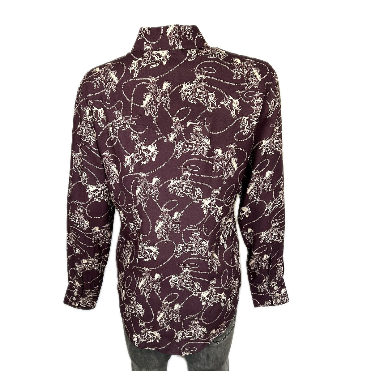Men's Burgundy Print Western Shirt