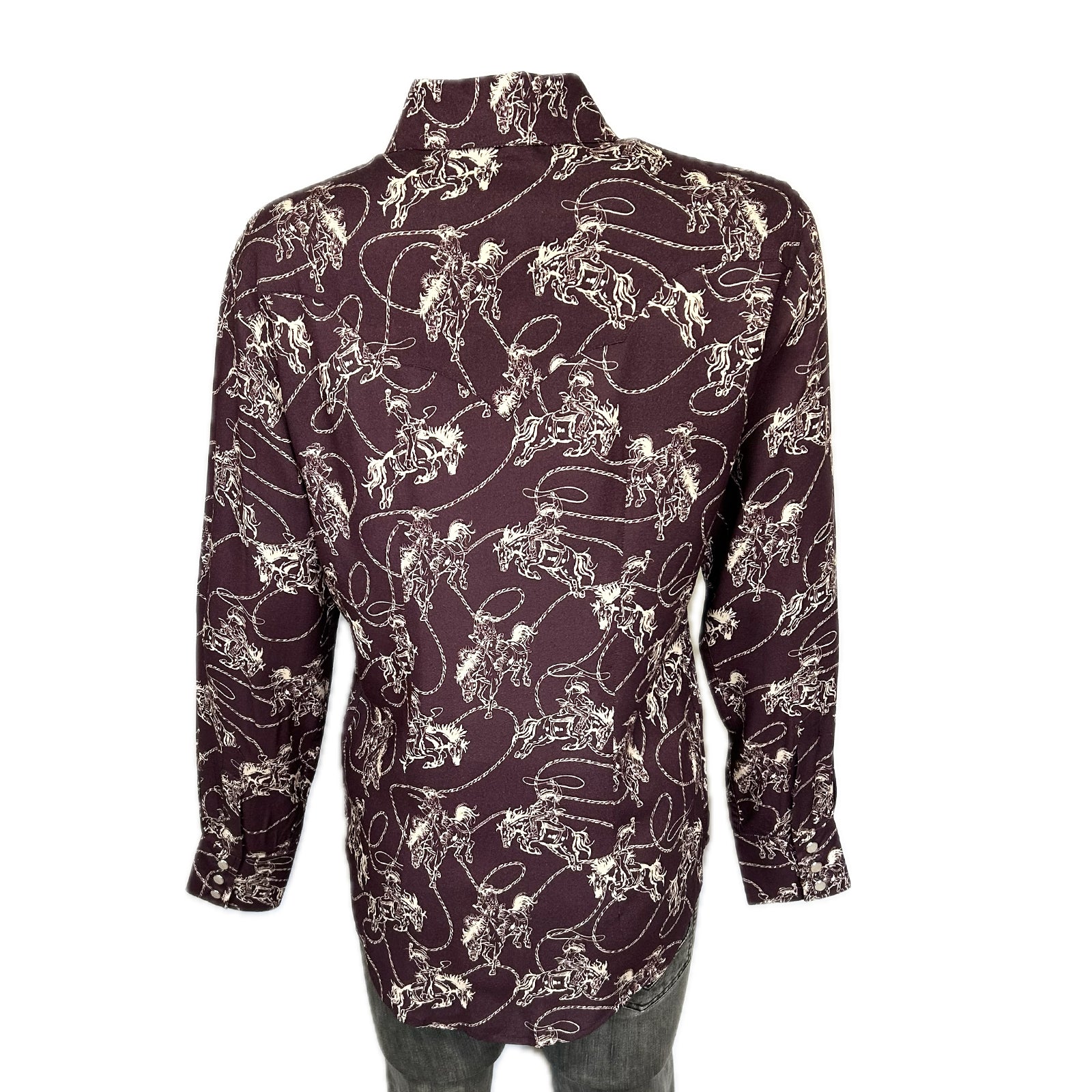 Men's Burgundy Print Western Shirt