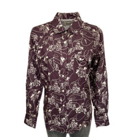 Men's Burgundy Print Western Shirt
