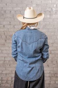 Women's Stonewashed Denim Classic Western Shirt
