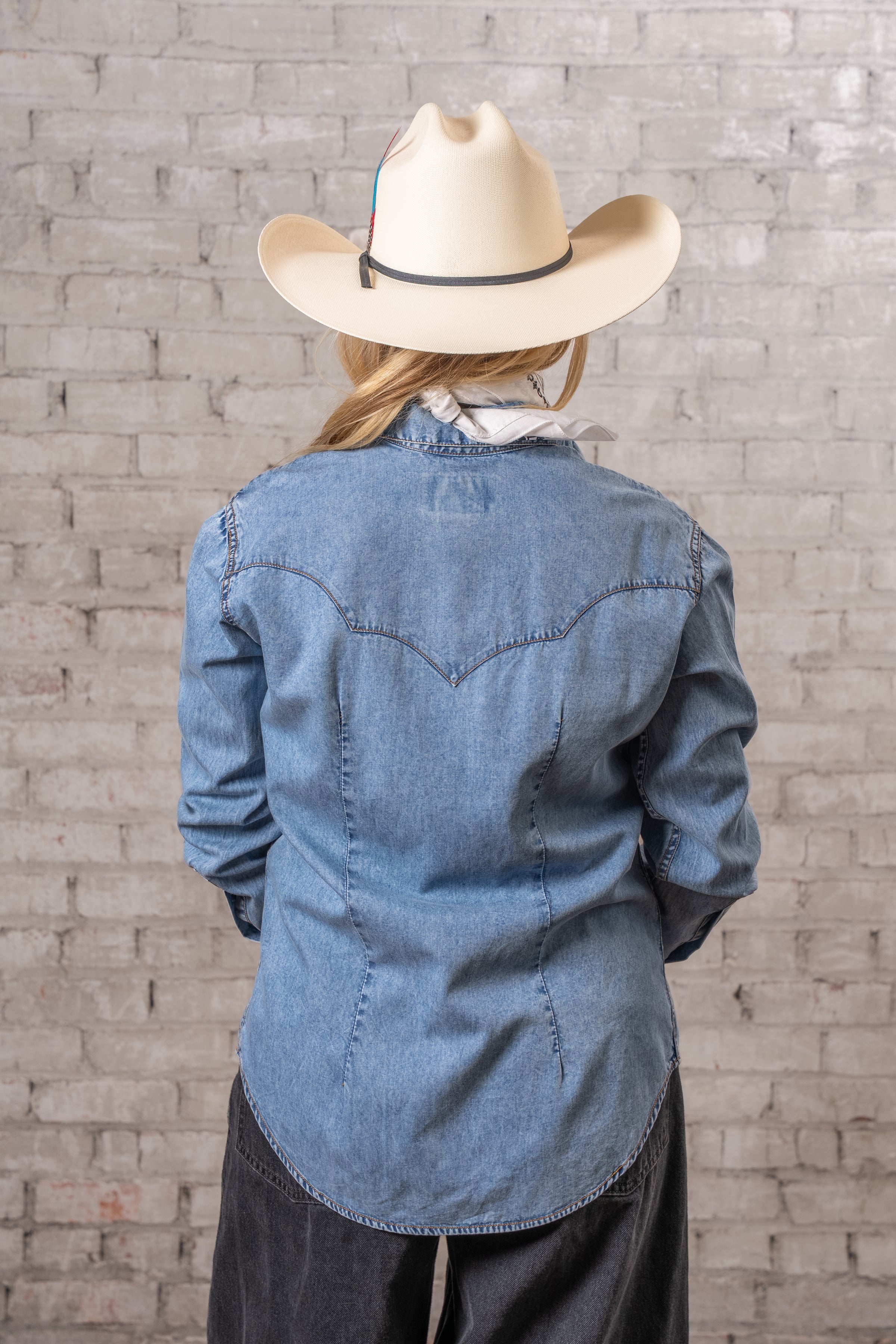 Women's Stonewashed Denim Classic Western Shirt