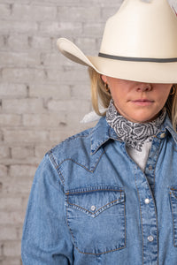 Women's Stonewashed Denim Classic Western Shirt