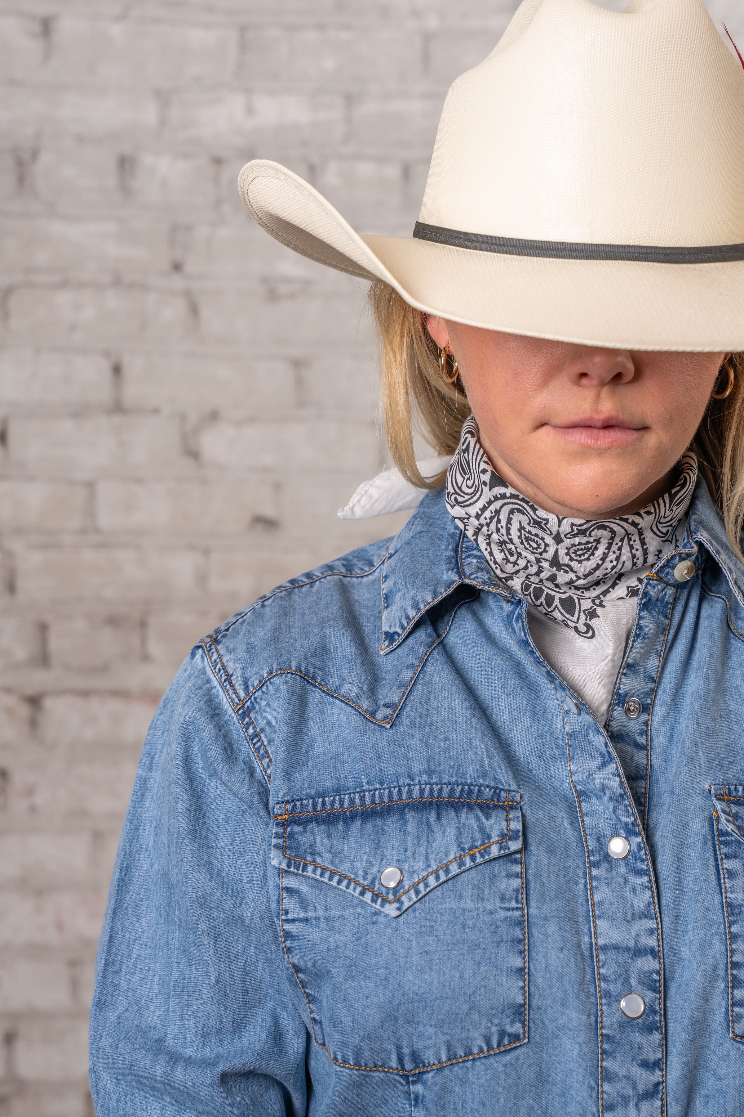 Women's Stonewashed Denim Classic Western Shirt