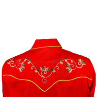 Women's Vintage Red Variegated Floral Embroidered Western shirt - Rockmount