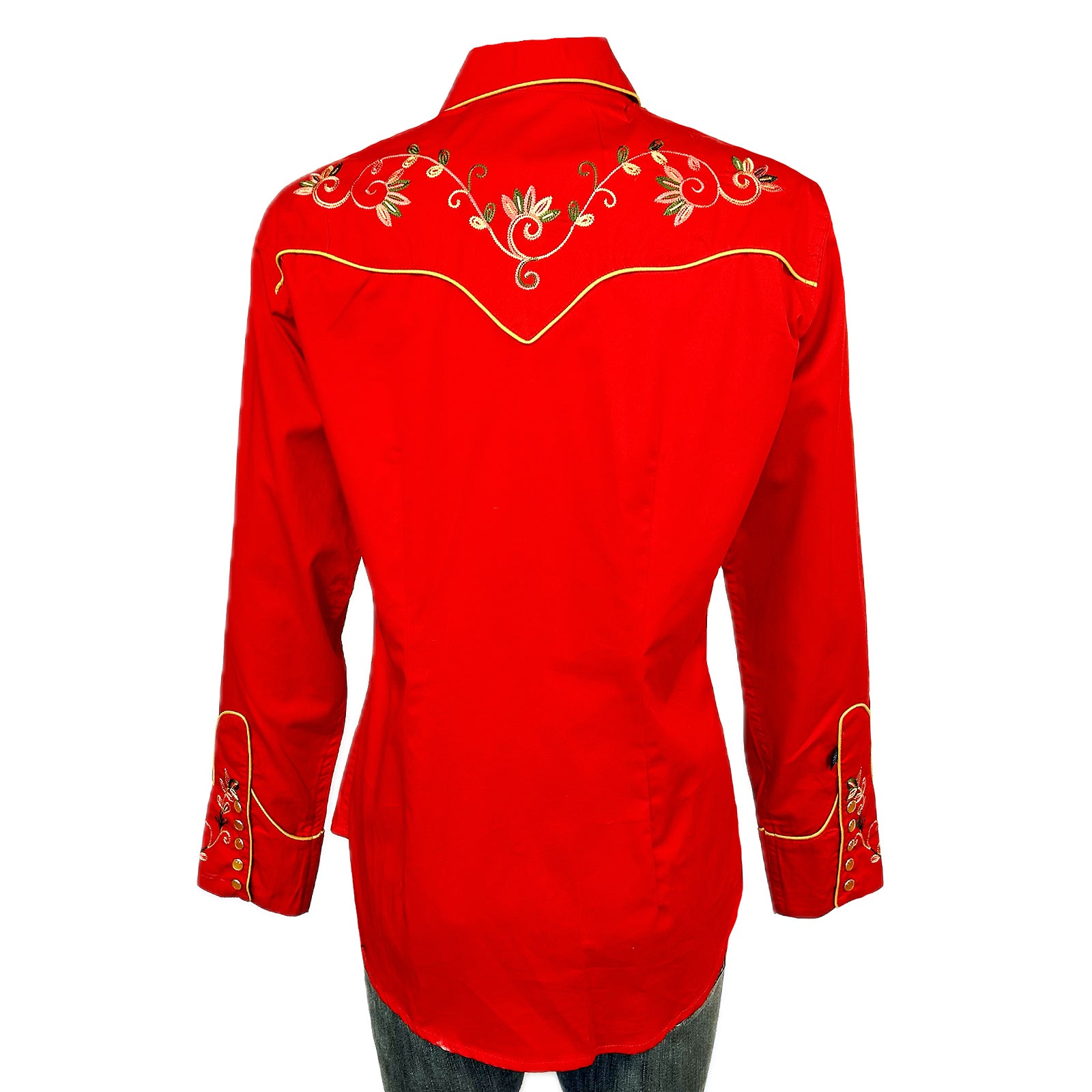 Women's Vintage Red Variegated Floral Embroidered Western shirt - Rockmount
