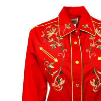 Women's Vintage Red Variegated Floral Embroidered Western shirt - Rockmount