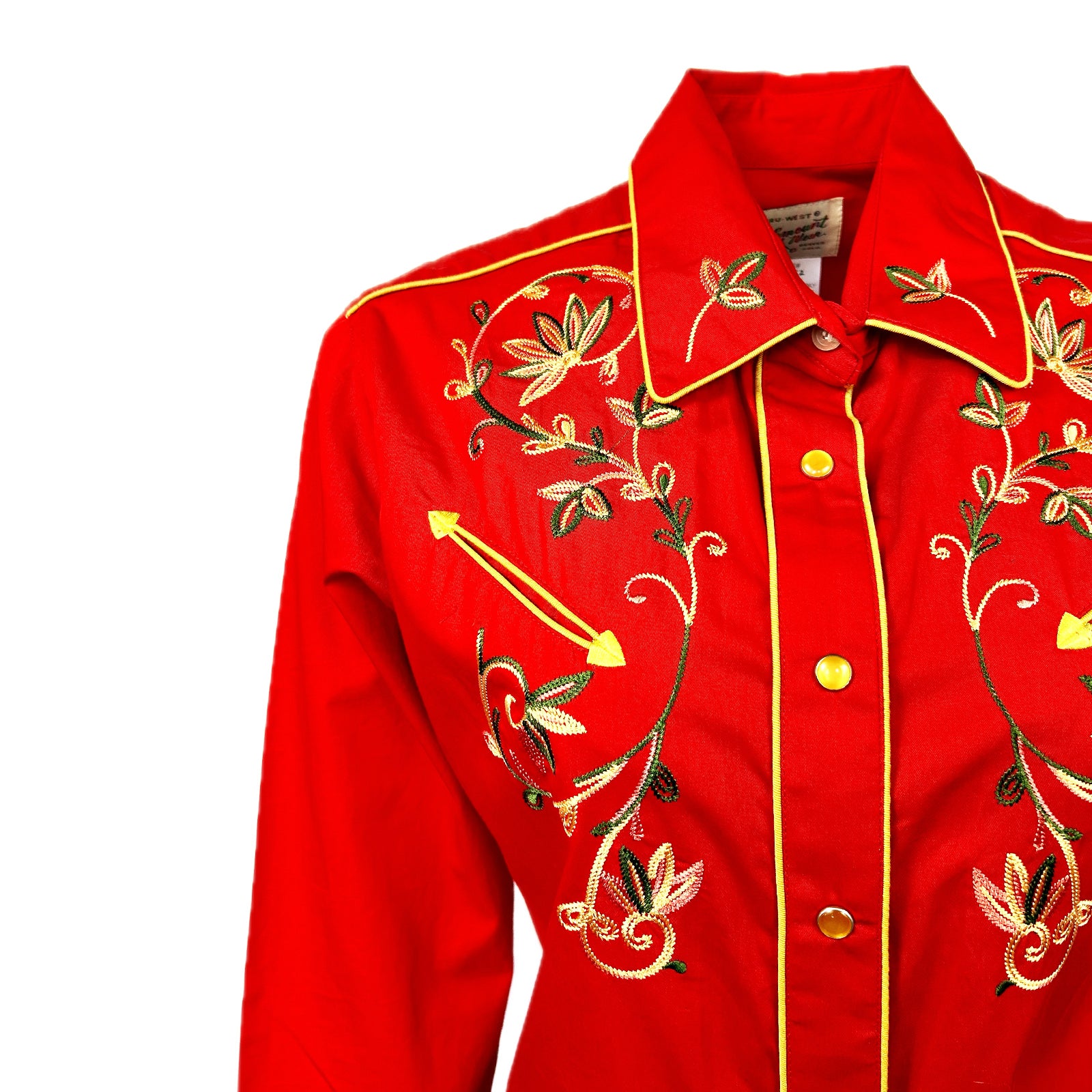 Women's Vintage Red Variegated Floral Embroidered Western shirt - Rockmount
