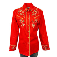 Women's Vintage Red Variegated Floral Embroidered Western shirt - Rockmount