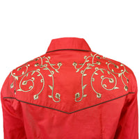 Women’s Rhinestones & Scrolls Embroidered Western Shirt in Red