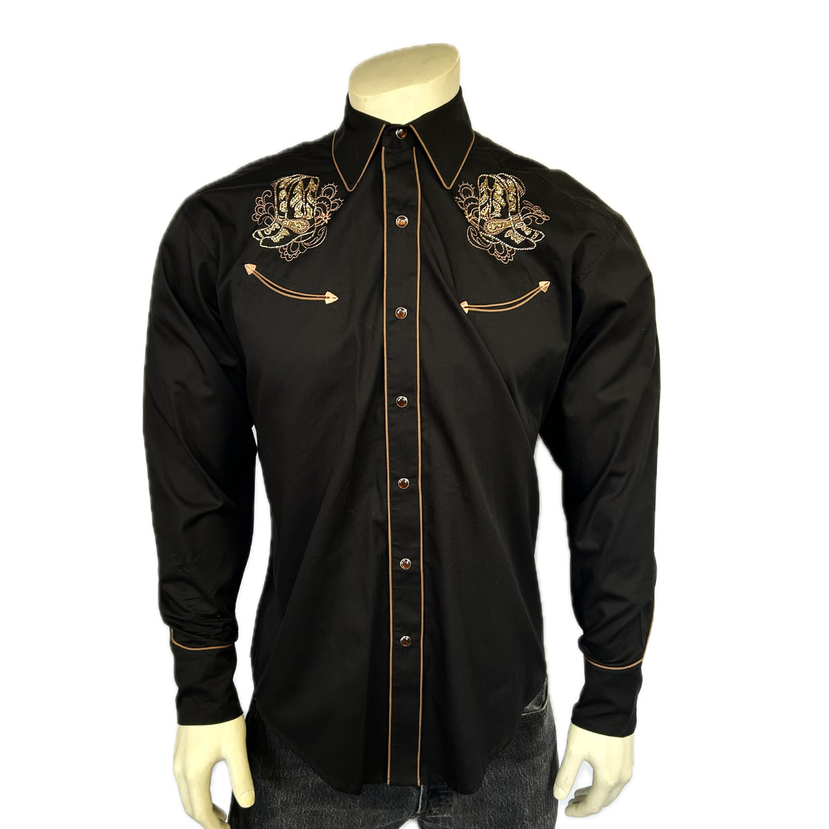 Women’s Black Boot Embroidered Western Shirt