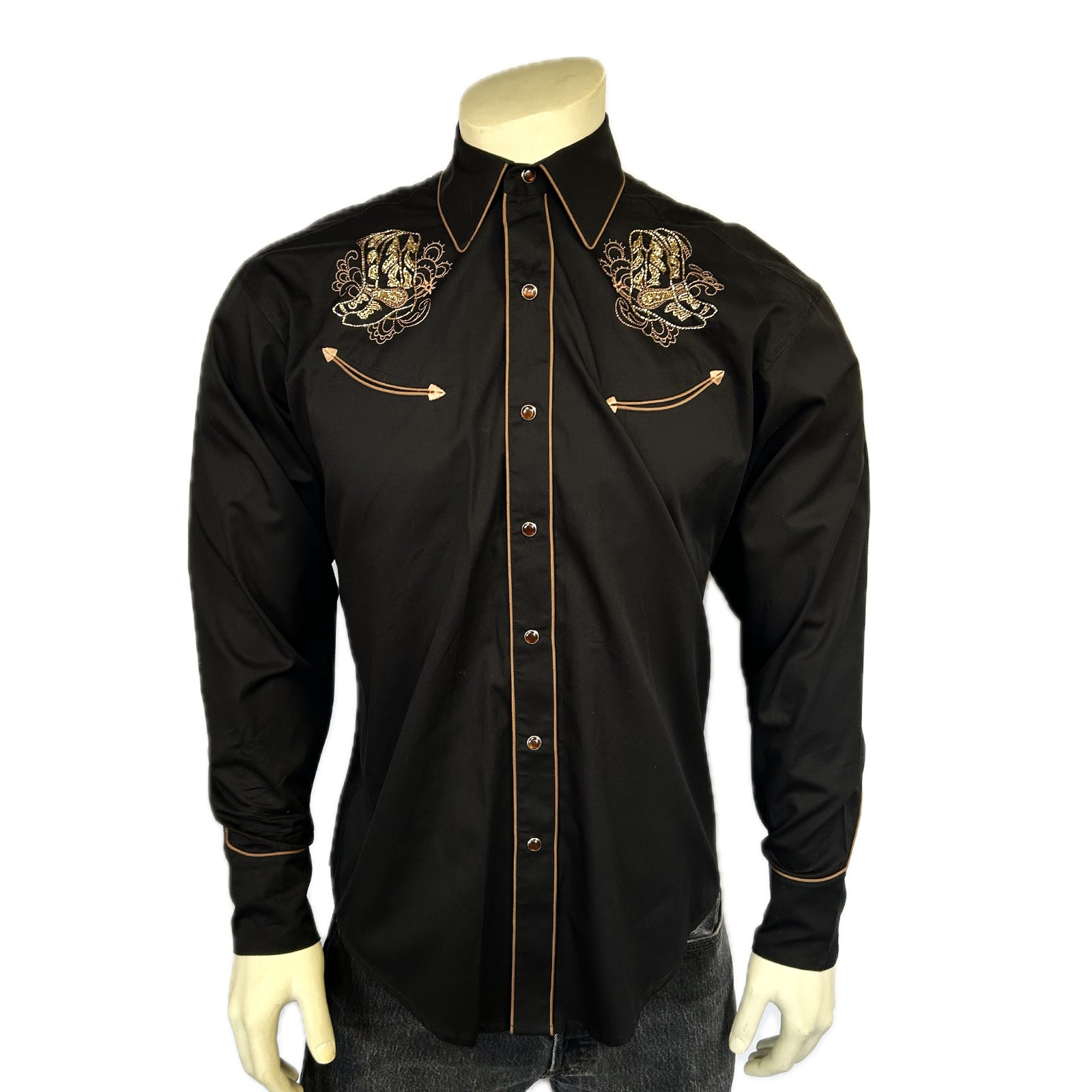 Women’s Black Boot Embroidered Western Shirt