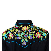 Women's Vintage Black Floral Bouquet Embroidered Western Shirt