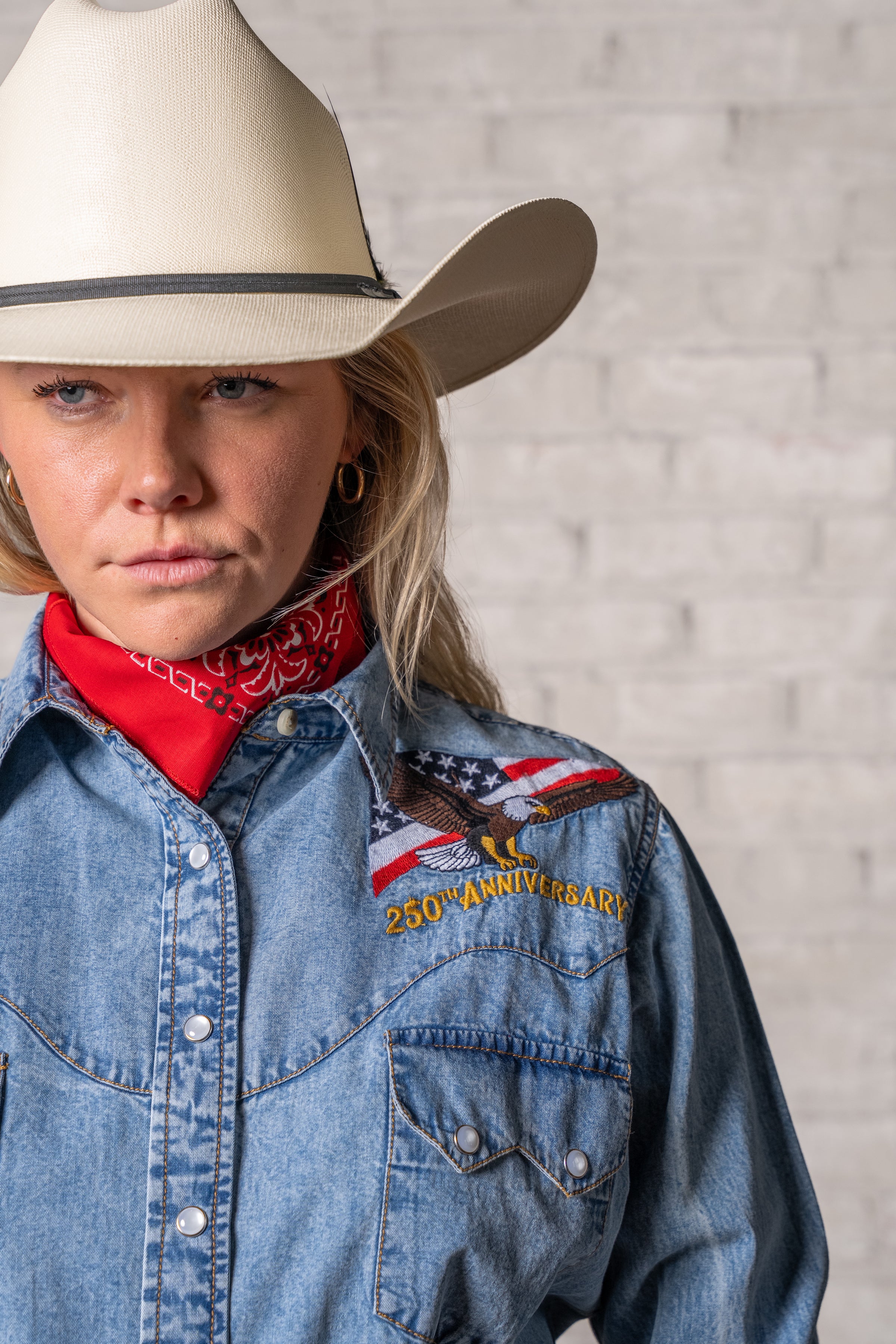 Women's USA 250th - America the Beautiful Embroidered Western Shirt